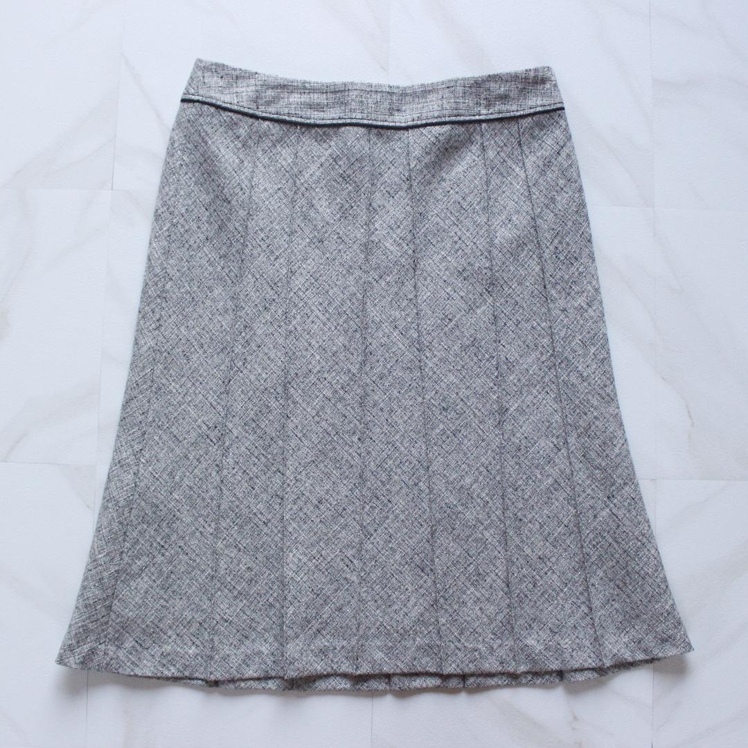 【大きいサイズ】23区 セットアップ 48 スカート ツイード リボン グレー