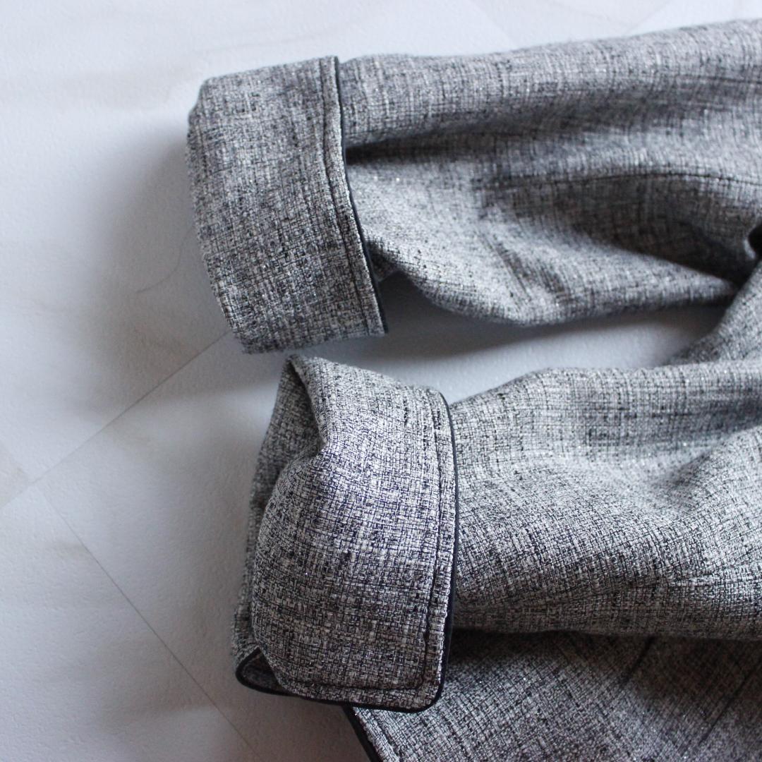 【大きいサイズ】23区 セットアップ 48 スカート ツイード リボン グレー