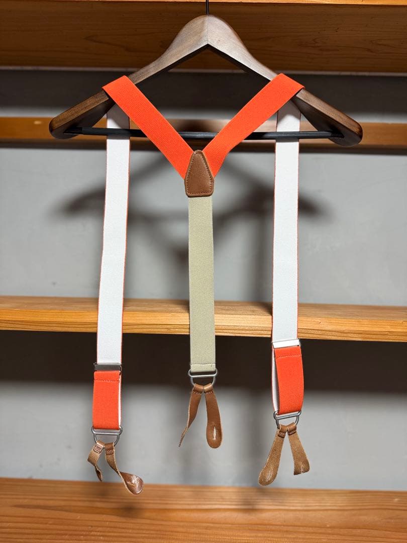 試着のみ　ナイジェルケーボン　サスペンダー　オレンジ　　　　ネットでポチり隊