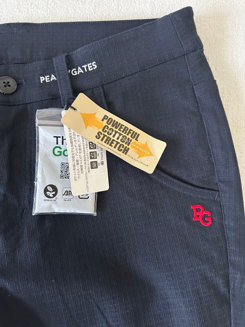 新品 パーリーゲイツ パンツ ネイビー 濃紺 厚地