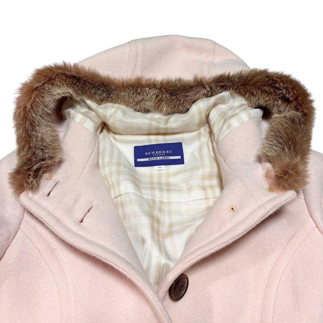 美品 BURBERRY バーバリ アンゴラ カシミヤ コート ノバチェック M