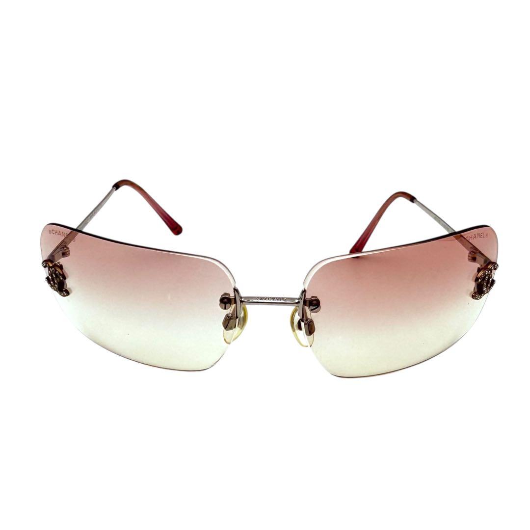 【美品】CHANEL シャネル　リムレス　サングラス　ココマーク　ライストーン
