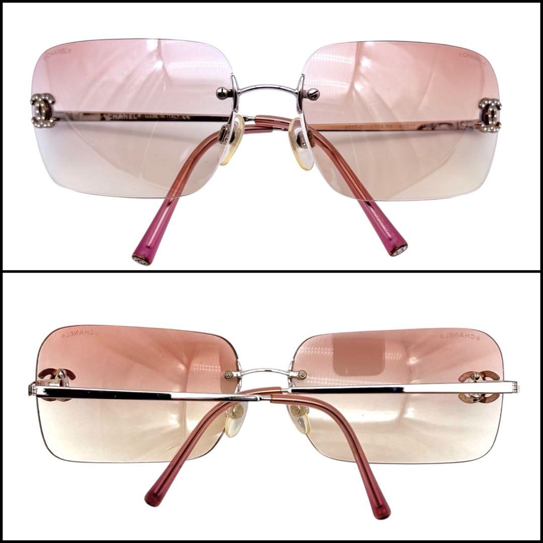 【美品】CHANEL シャネル　リムレス　サングラス　ココマーク　ライストーン