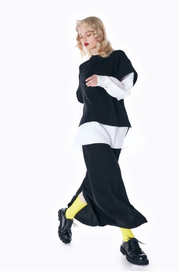 ENFOLD T-SHIRT-LAYERED DRESS エンフォルド