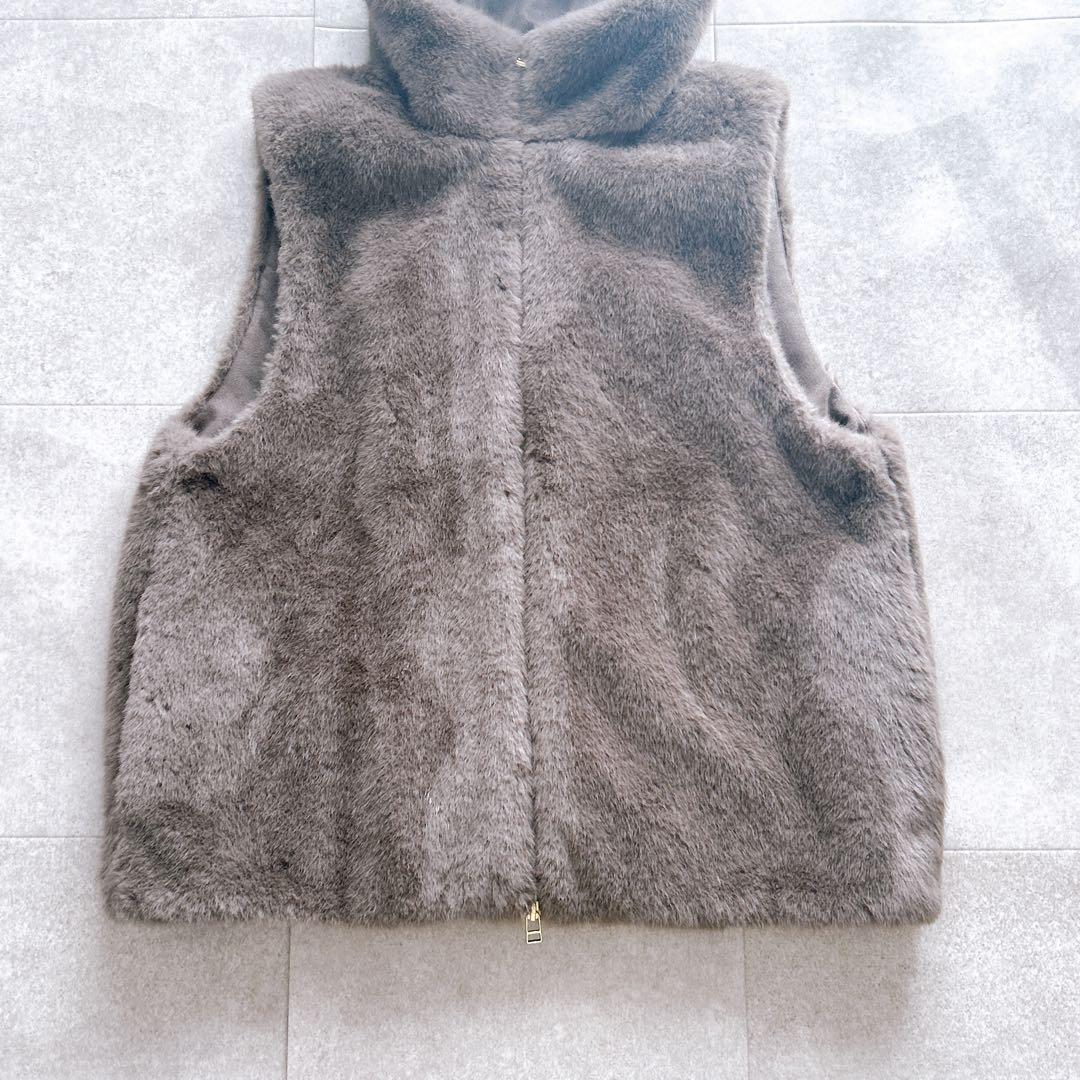 極美品✨ Arpege story ファージップベスト チャコールグレー M