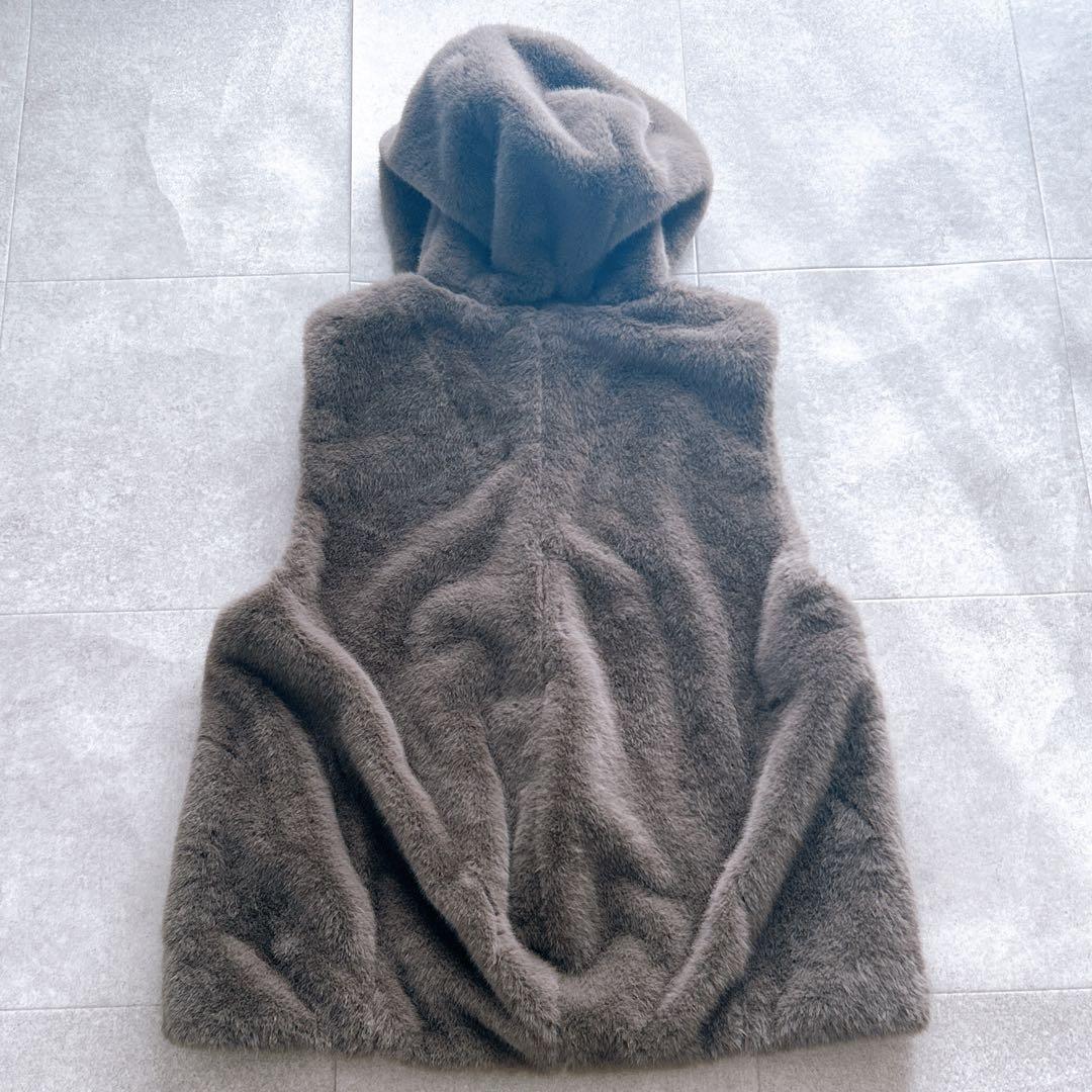 極美品✨ Arpege story ファージップベスト チャコールグレー M