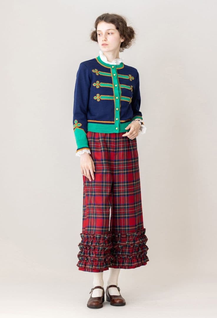 萌**様 ジェーンマープル　タータンチェックフリルトリムパンツ　新品