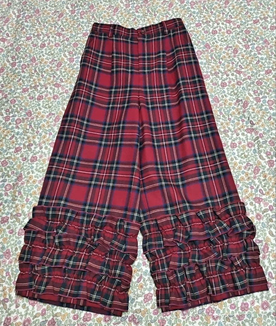 萌**様 ジェーンマープル　タータンチェックフリルトリムパンツ　新品