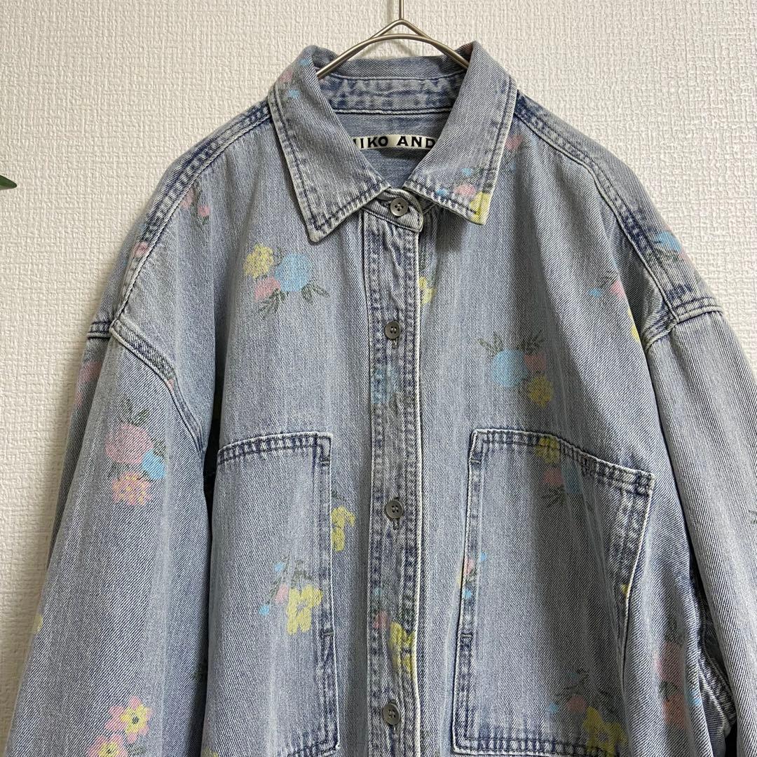 ニコアンド＊WORK BIG DENIM SHIRT ライトインディゴフラワー