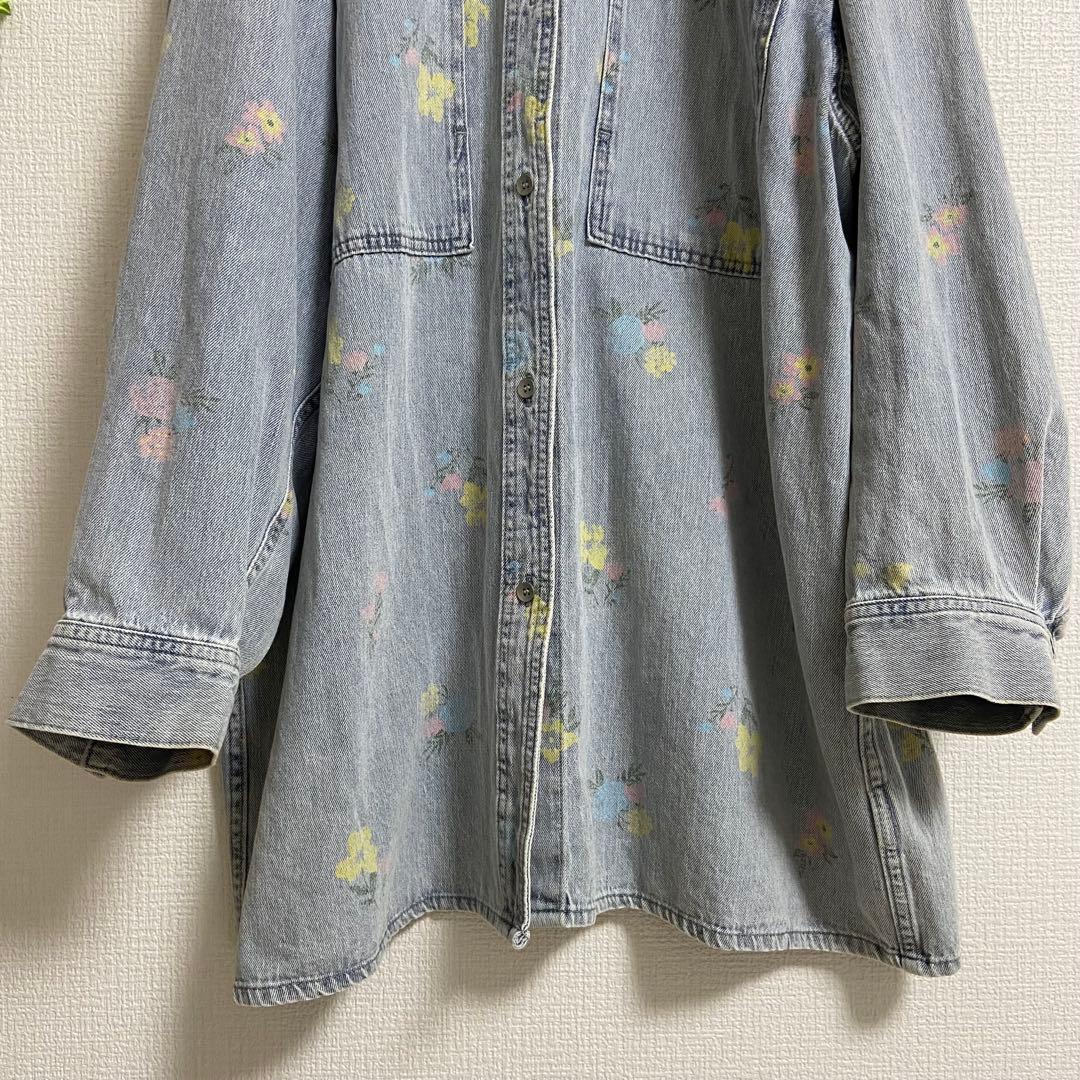 ニコアンド＊WORK BIG DENIM SHIRT ライトインディゴフラワー