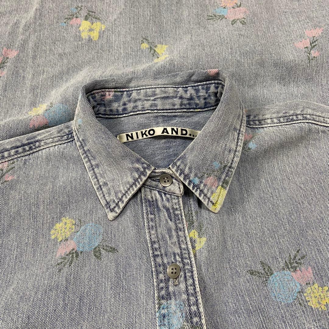 ニコアンド＊WORK BIG DENIM SHIRT ライトインディゴフラワー