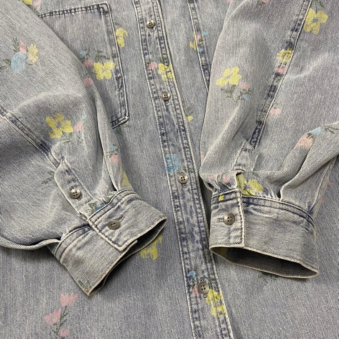 ニコアンド＊WORK BIG DENIM SHIRT ライトインディゴフラワー