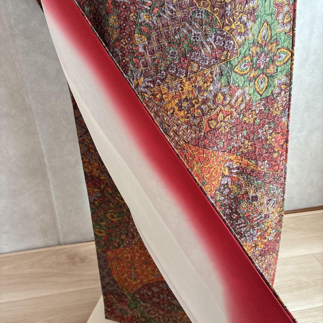 小紋　フルセット　着物　正絹　更紗　普段着物　深みカラー　大人シック　J1