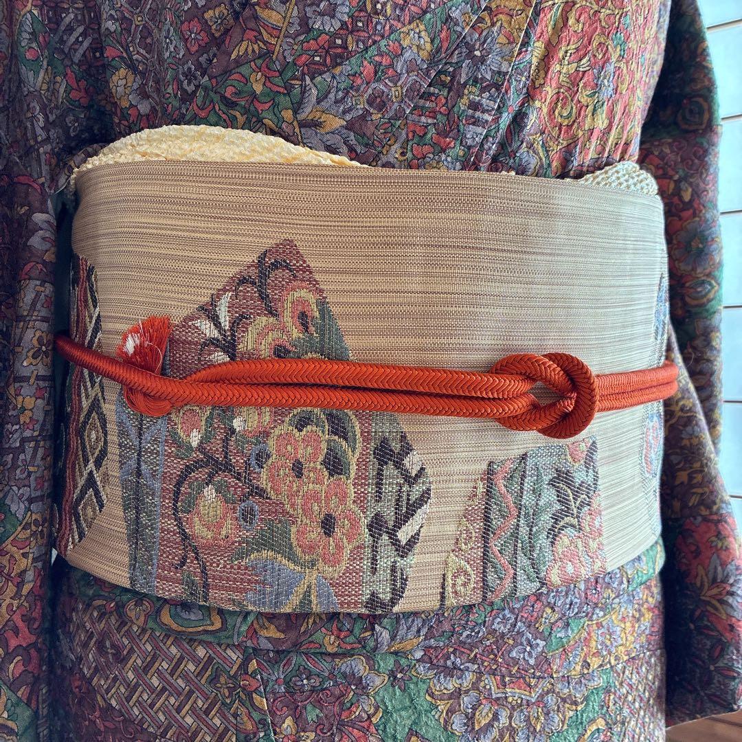 小紋　フルセット　着物　正絹　更紗　普段着物　深みカラー　大人シック　J1