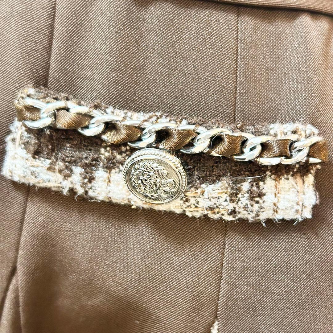 極美品！完売品！an ジップアップ　チェック　襟ノースリーブ フレアミニドレス