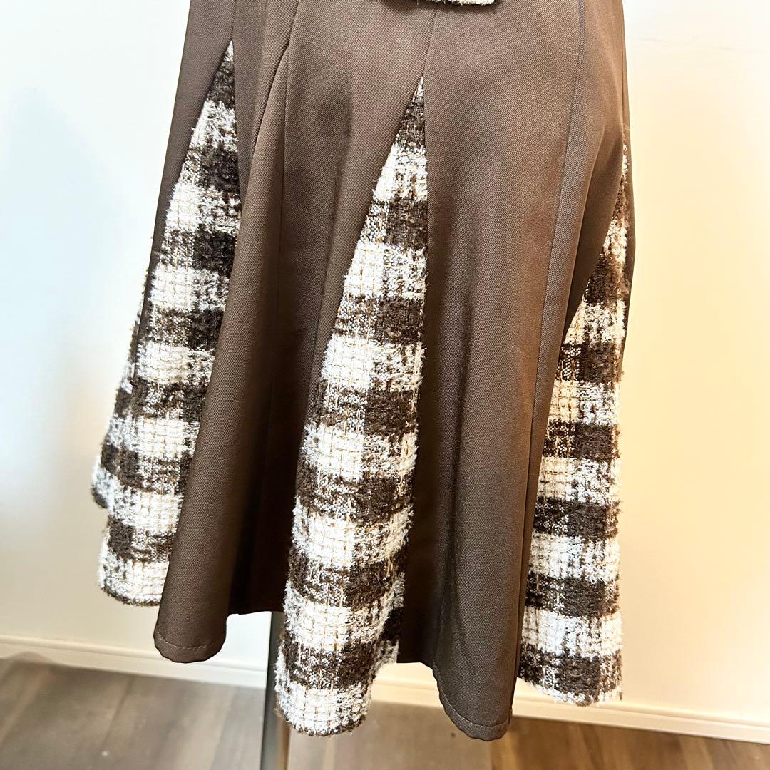 極美品！完売品！an ジップアップ　チェック　襟ノースリーブ フレアミニドレス