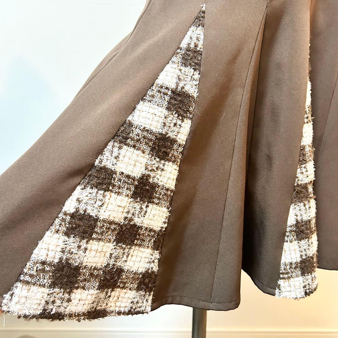 極美品！完売品！an ジップアップ　チェック　襟ノースリーブ フレアミニドレス