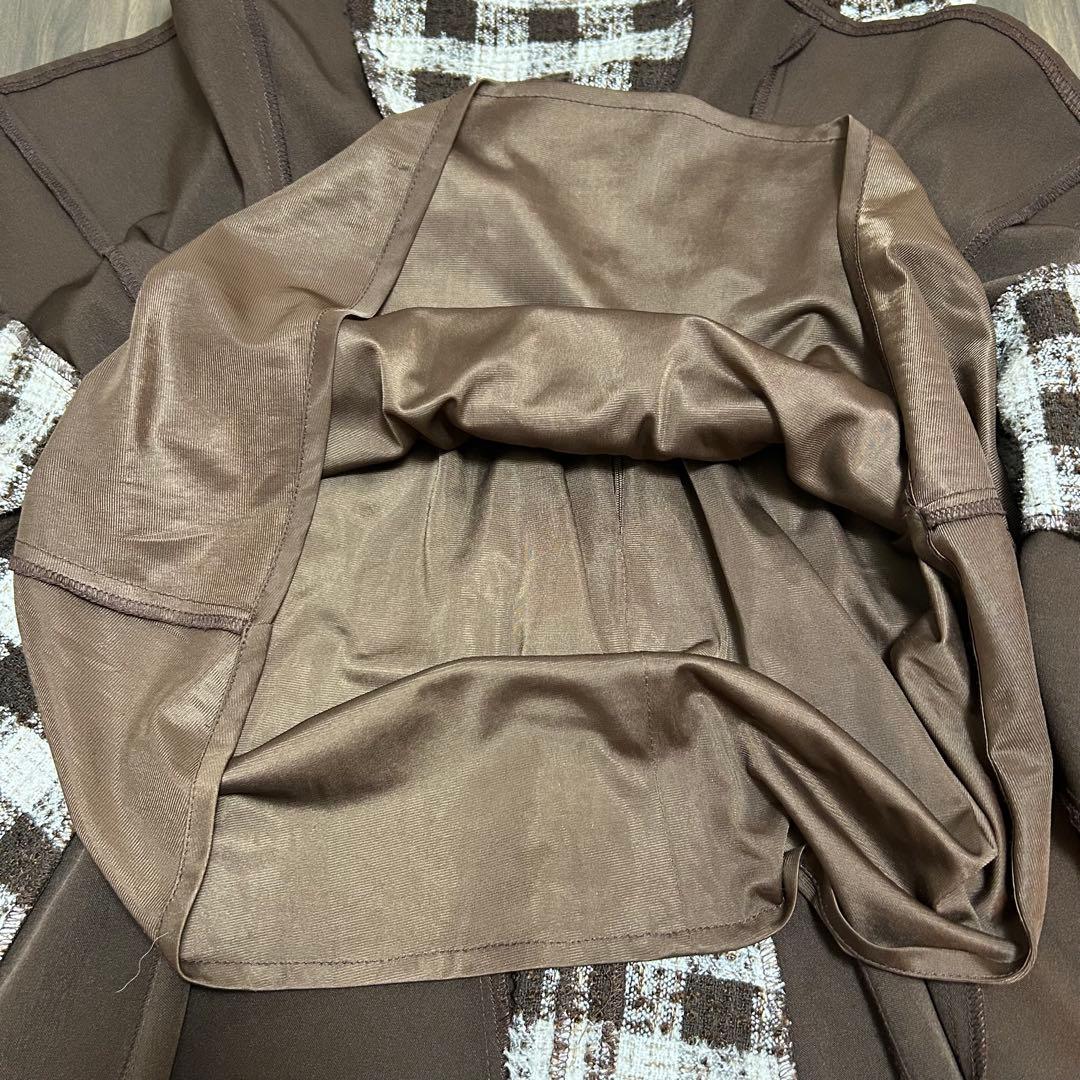 極美品！完売品！an ジップアップ　チェック　襟ノースリーブ フレアミニドレス