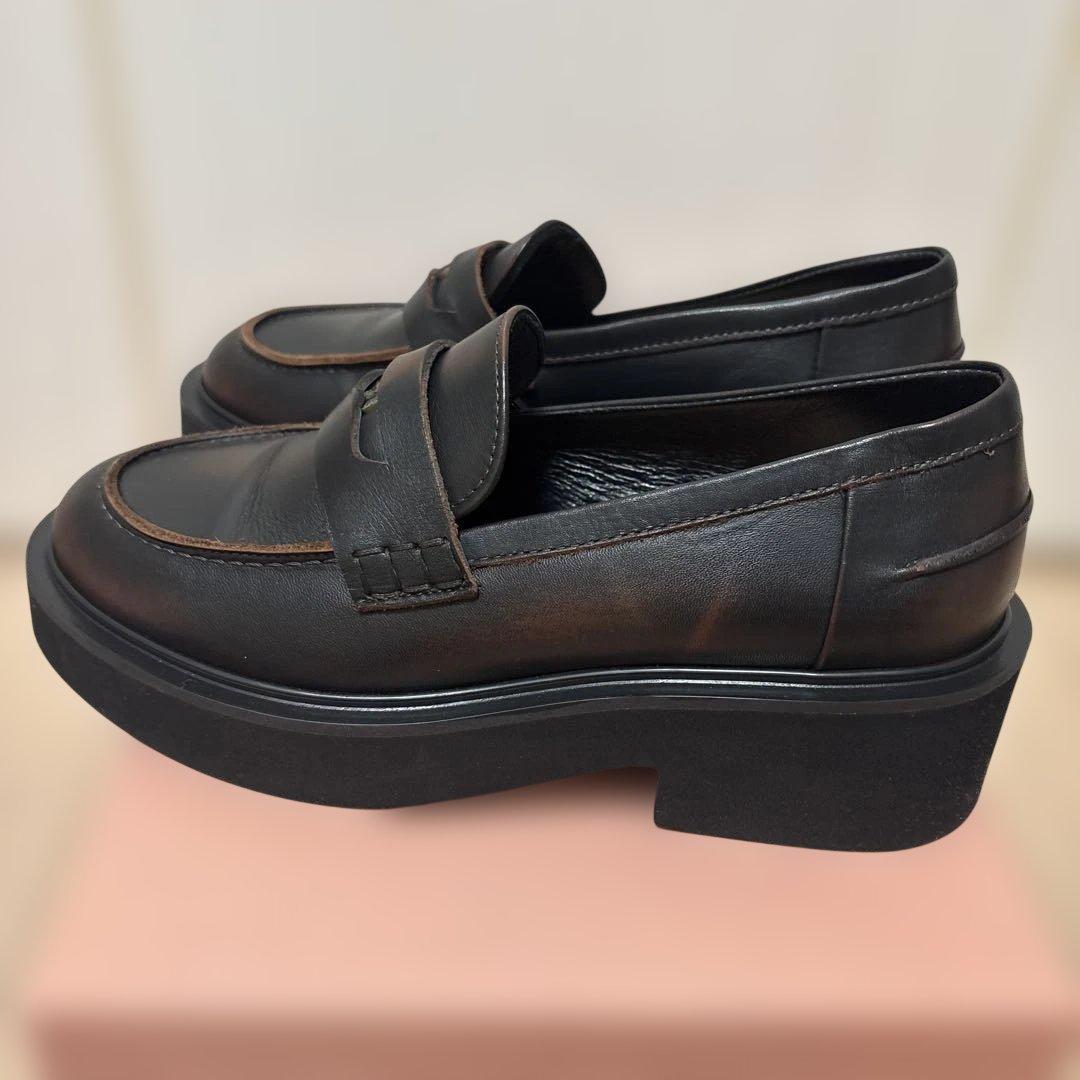 FABIO RUSCONIダークブラウン 厚底ローファー