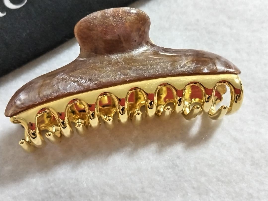 【新品同様】acca ヘアクリップ ブラウン　ゴールド　マーブル　茶　クリップ