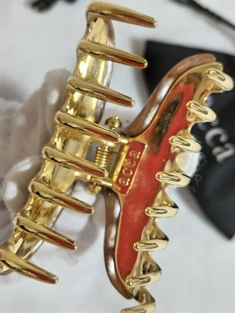 【新品同様】acca ヘアクリップ ブラウン　ゴールド　マーブル　茶　クリップ