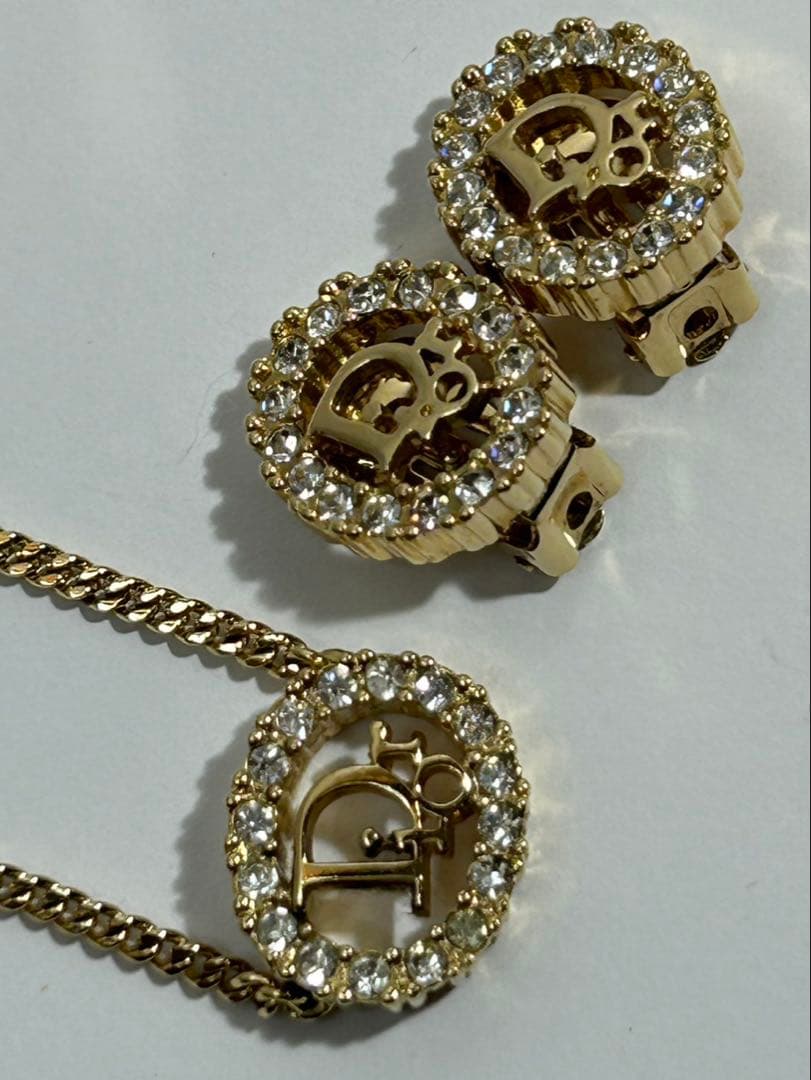 ★美品　ディオール　ロゴ ゴールドネックレス ヴィンテージ　イヤリングセット