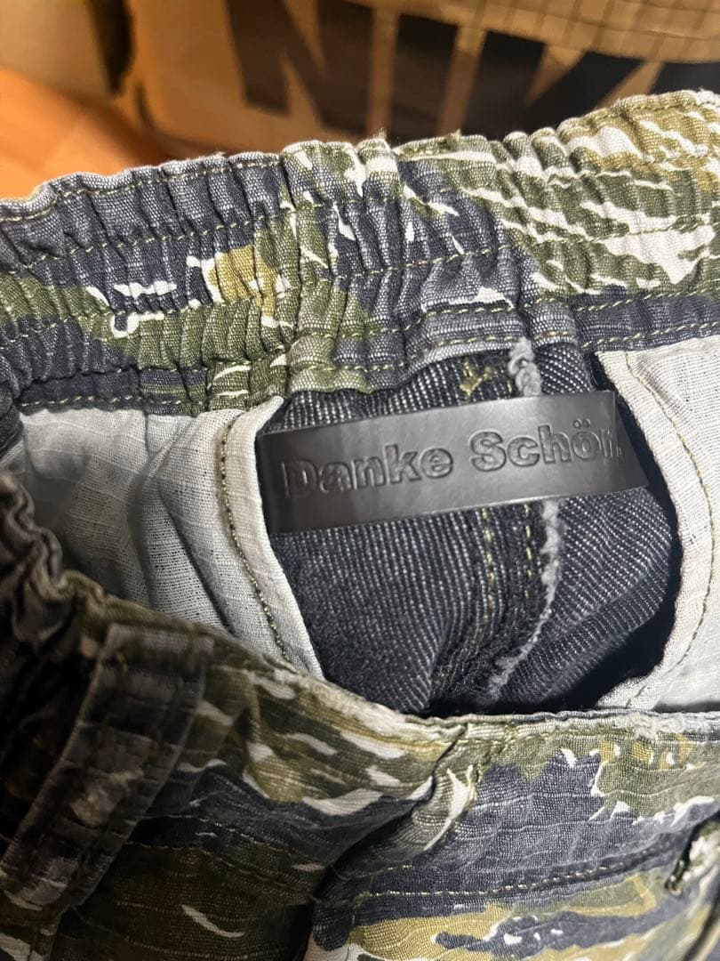 パンツ DankeSchon/LAYER CAMO&DENIM BAGGY PANTS