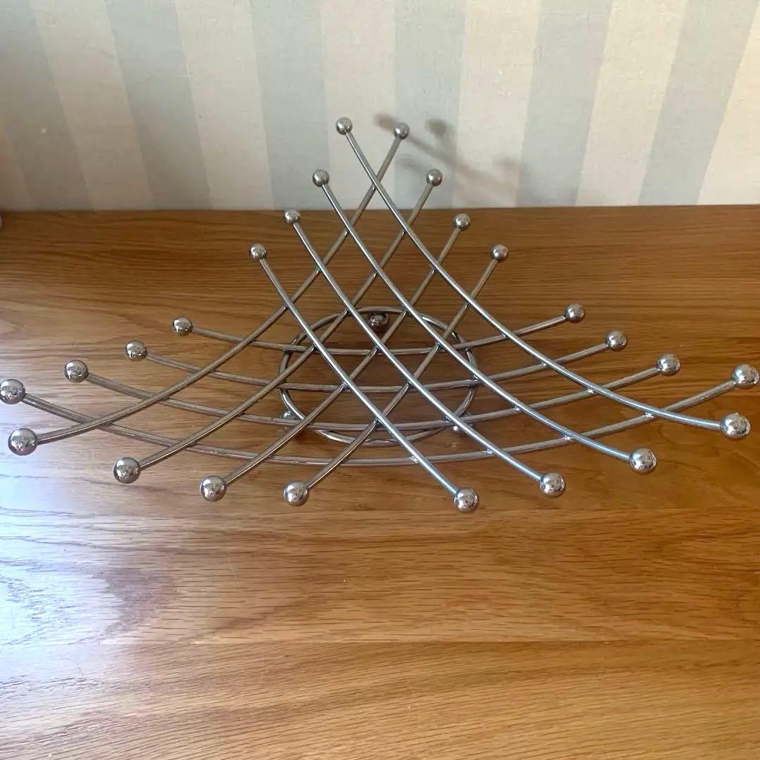 ビンテージ レトロ ミッドセンチュリー スペースエイジ 三角形 ステンレス かご