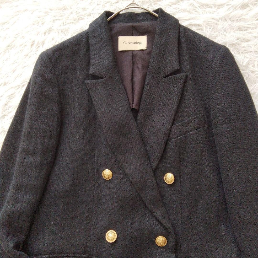 カレンソロジー リネンダブルジャケット 金ボタン ブレザー ブラック