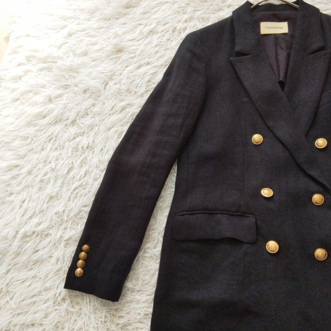 カレンソロジー リネンダブルジャケット 金ボタン ブレザー ブラック