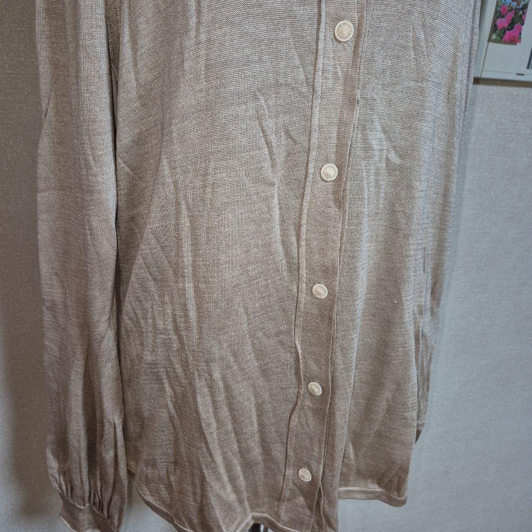 YuさまPringleOF SCOTLANDベージュフリルスタンドカラーシャツ