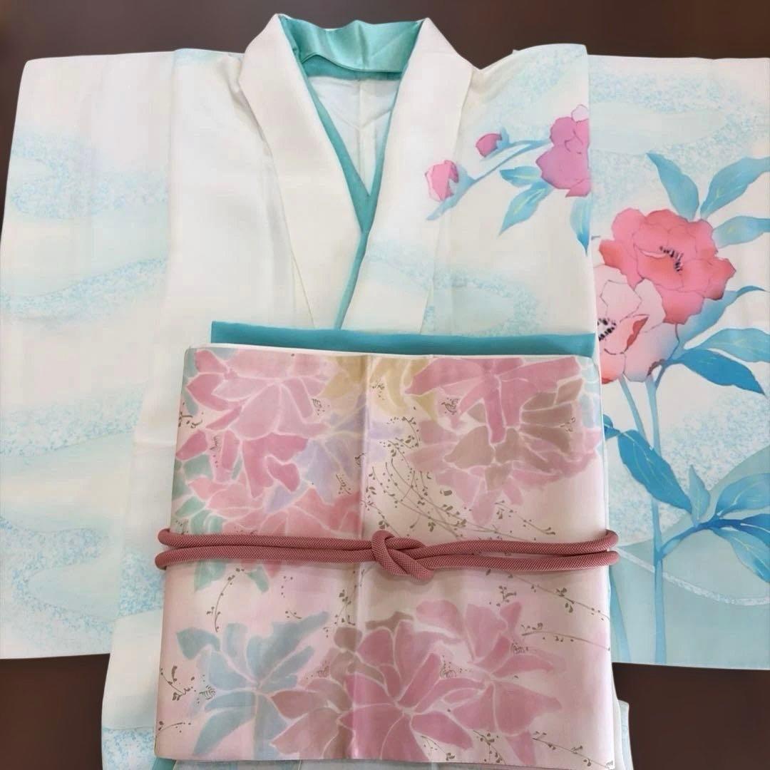 正絹訪問着と袋帯・帯締め・帯揚げ4点セット