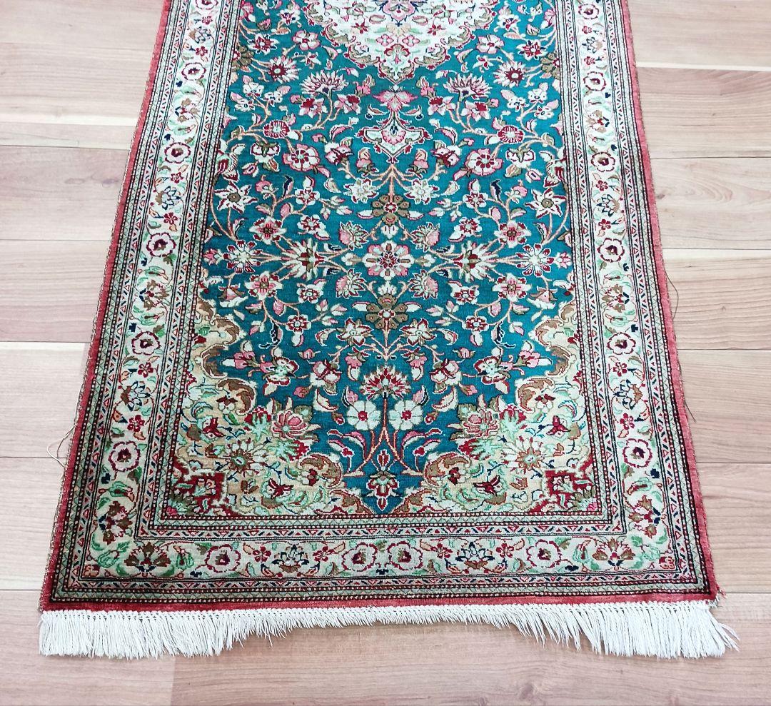 専用 Y3245 高級ペルシャ絨毯 クム産 シルク100% 手織り 298㎝