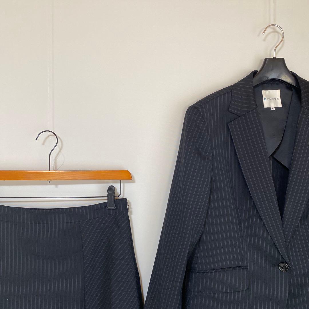 クミキョク 組曲 スカートスーツ 上6下5 W76 3点セット 濃紺 春秋DMW