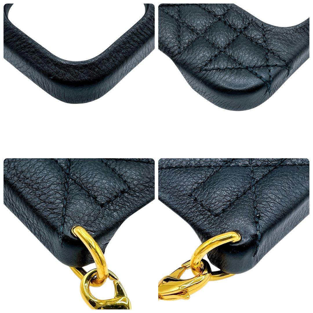 美品 ディオール カナージュ 14 Pro iPhoneケース チェーン 黒 金