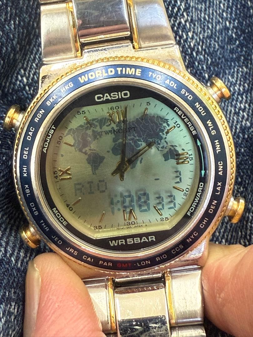 【希少・電池交換済み】カシオ／ツインセプト ワールドタイム ABX-610／QZ