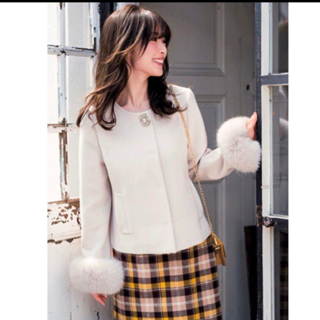 ♡アプワイザーリッシェ♡ビジューショートコート　アンゴラ　ウール