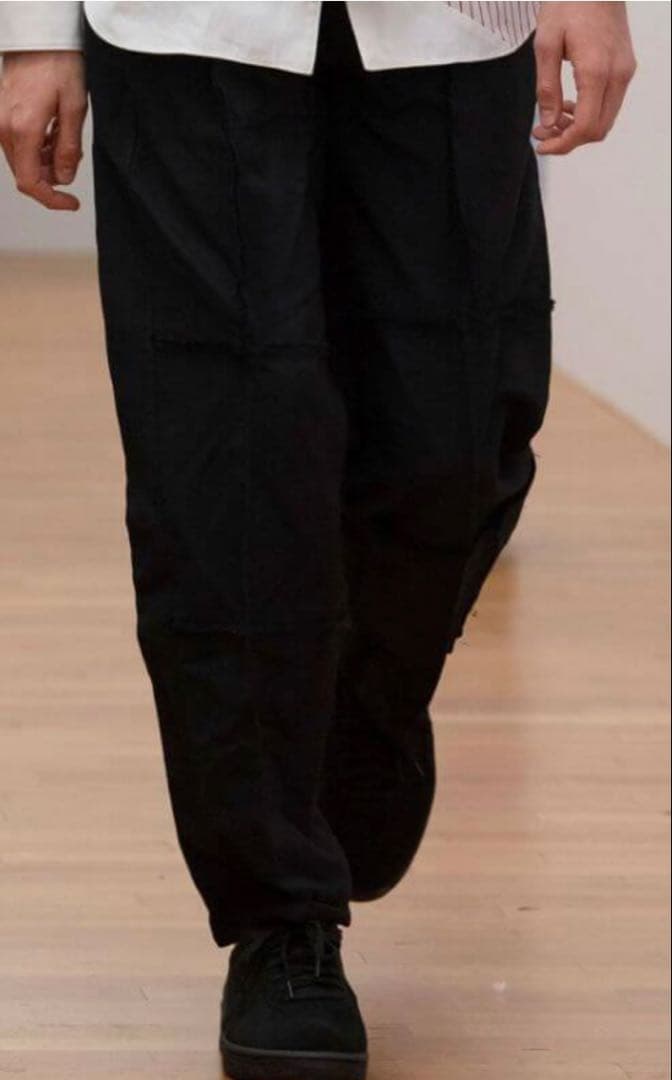 23S/S コムデギャルソンシャツ ポリ縮絨パッチワークパンツ ネイビー 濃紺