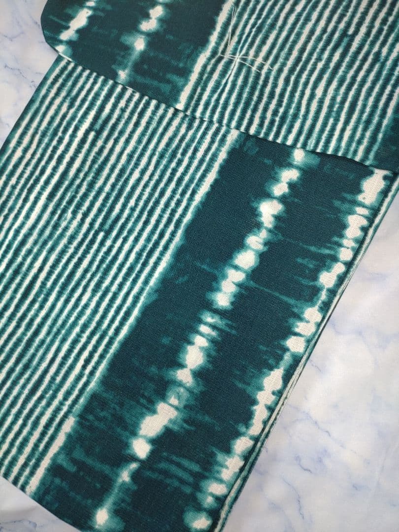 新品未使用　ノーアイロン　洗える浴衣　ポリエステル　有松鳴海絞り調　グリーン