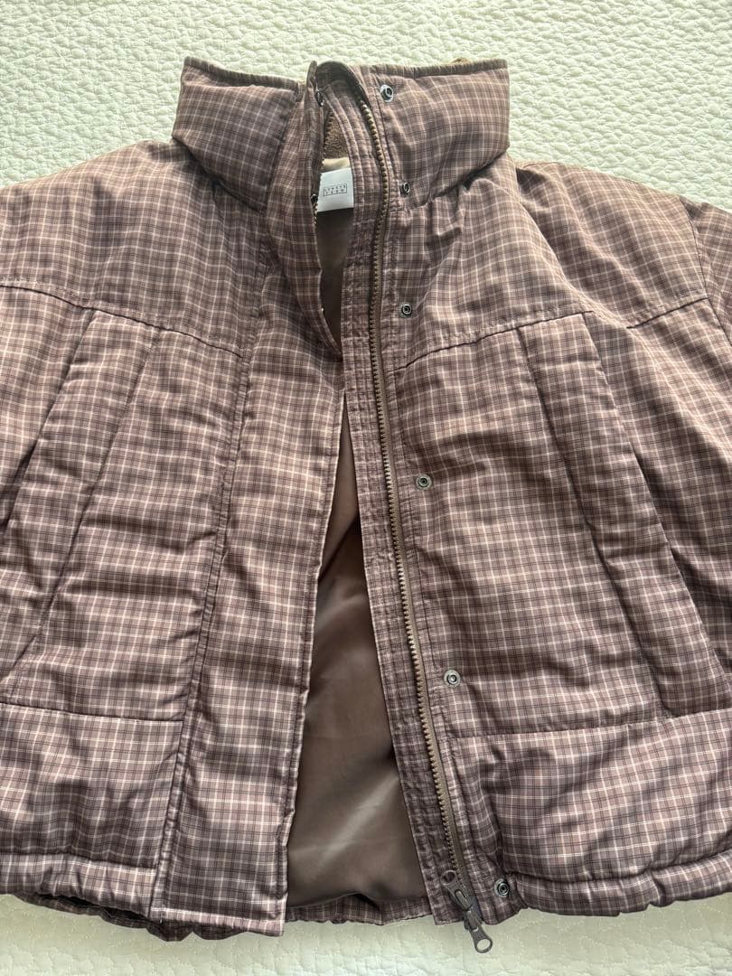 【美品】ローリーズファーム チェックモンスターショートコート　ブラウン