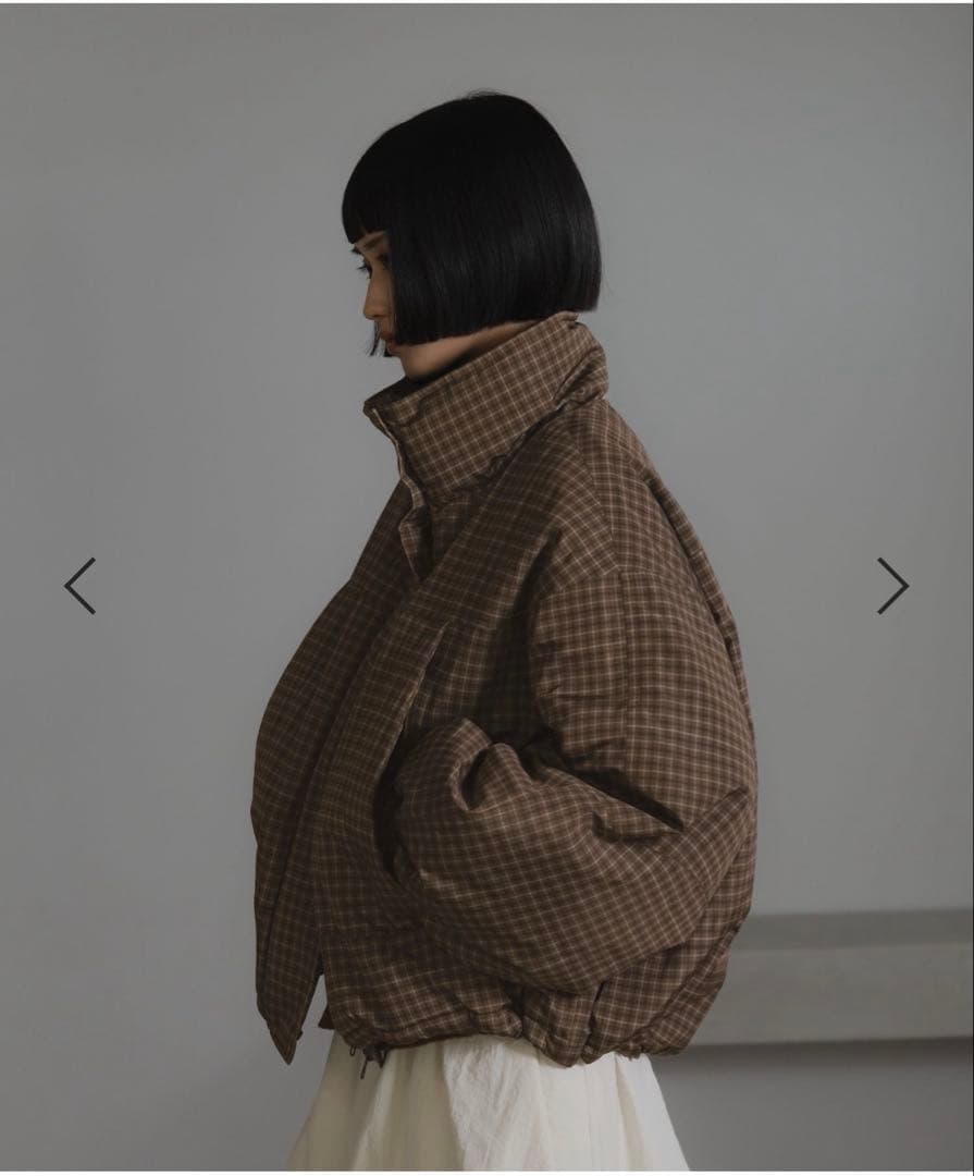 【美品】ローリーズファーム チェックモンスターショートコート　ブラウン