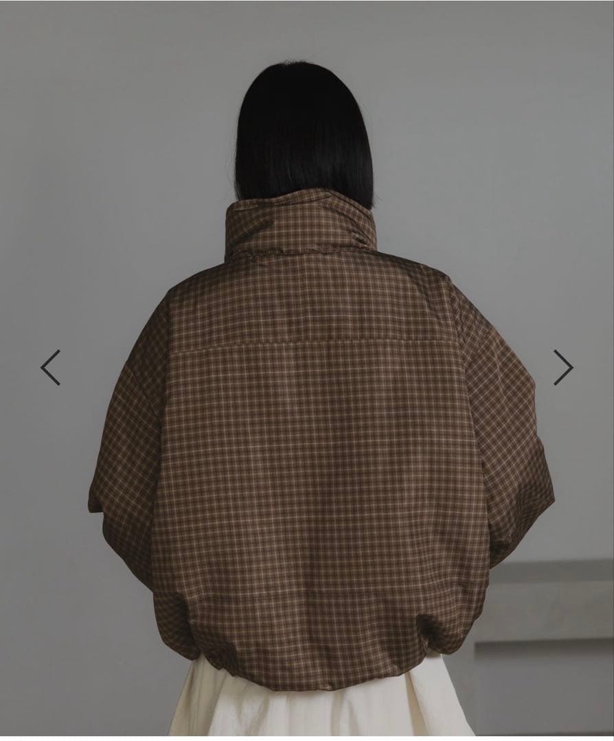 【美品】ローリーズファーム チェックモンスターショートコート　ブラウン