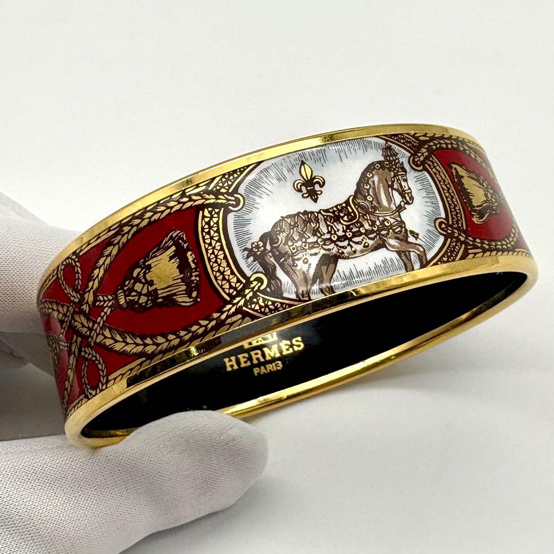 HERMES エルメス バングル ブレスレット エマイユGM 七宝焼 ホース 馬