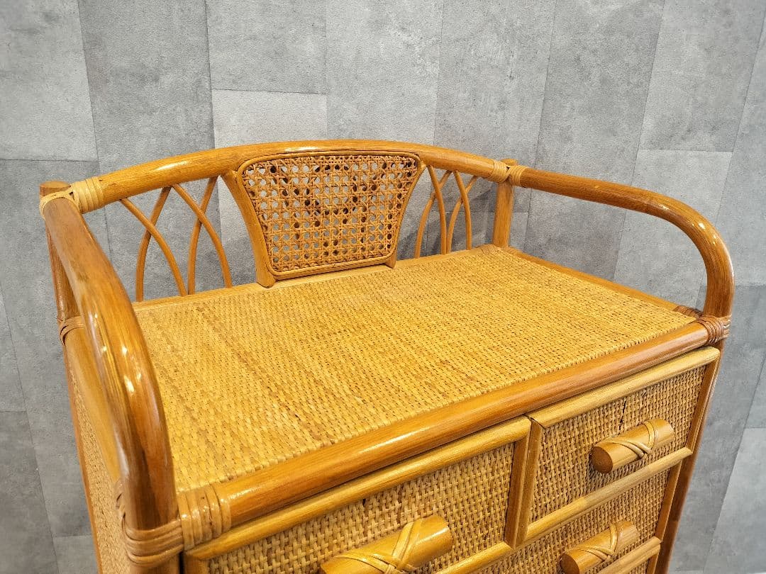 レトロ ラタン籐チェスト 家具 5段 タンス