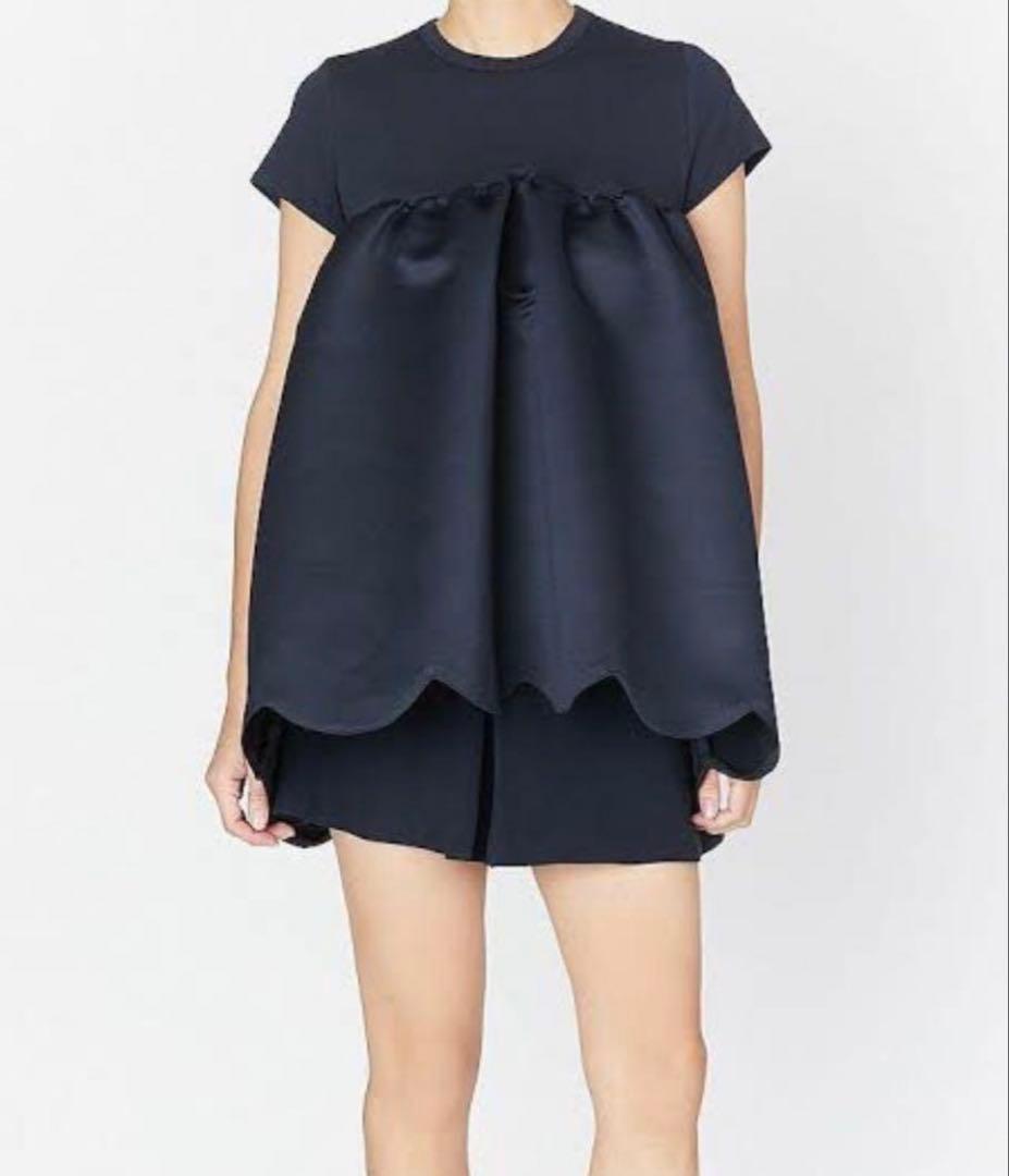 yokochan Aラインブラウス　スカラップ　ネイビー　40 美品