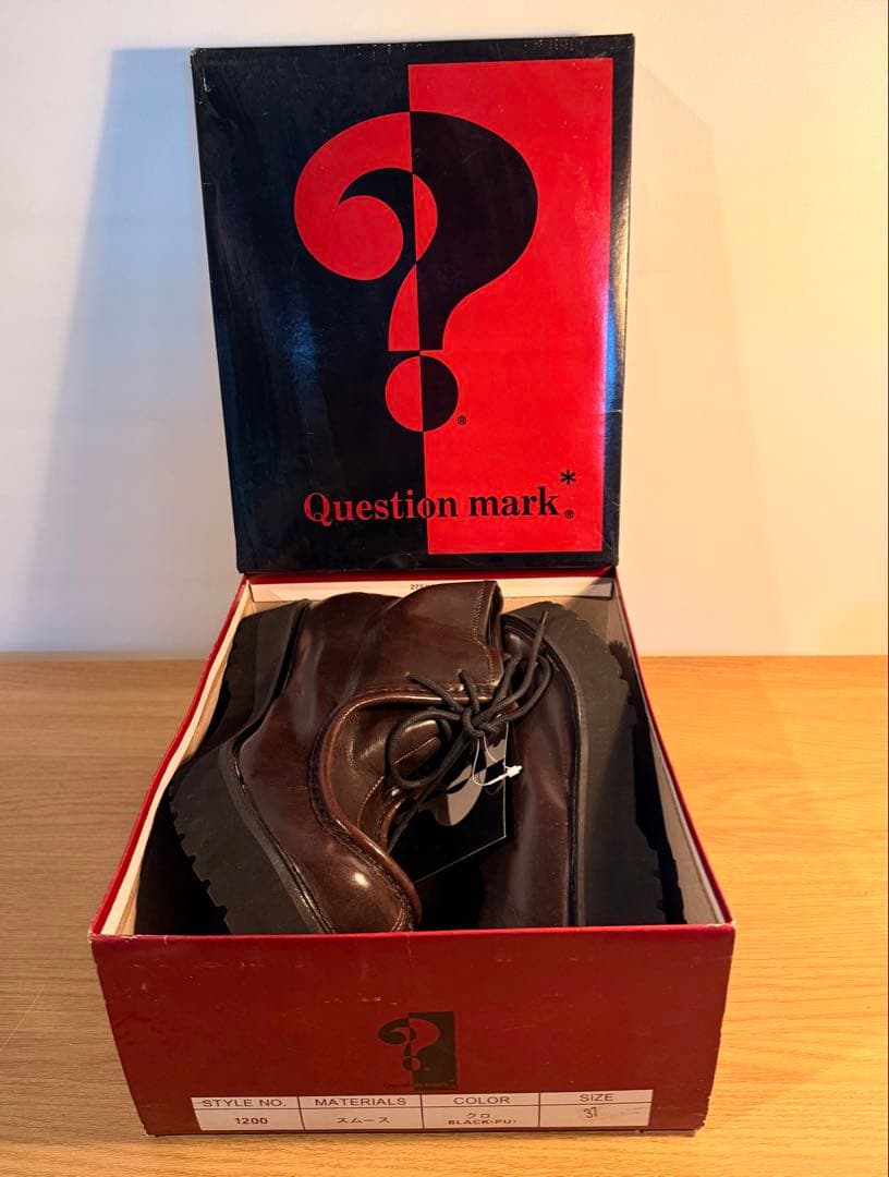 Question mark レア プラットフォーム レザー靴