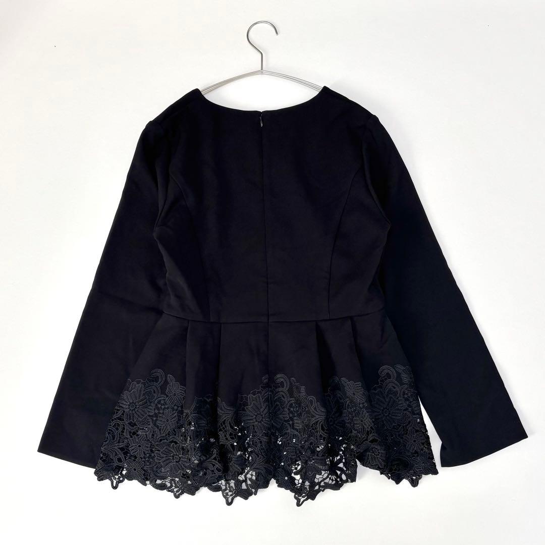 新品　JENNE ジェンヌ ペプラムレース ブラウス シンプル 黒　XL