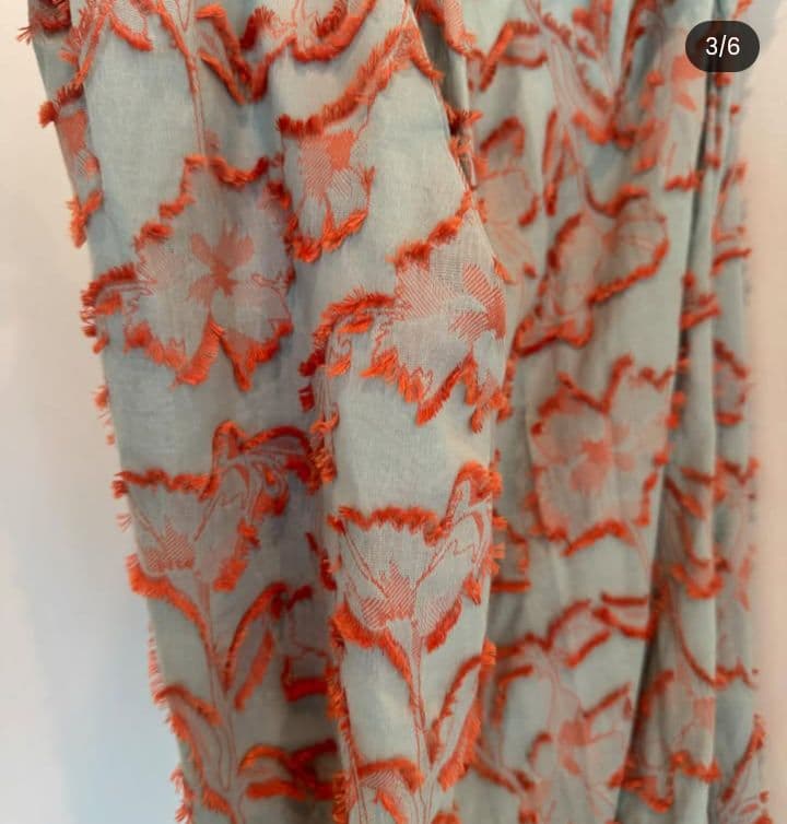 タグ付き未使用 ito fukuokaジャガードパンツ（ブルー・テラコッタ）