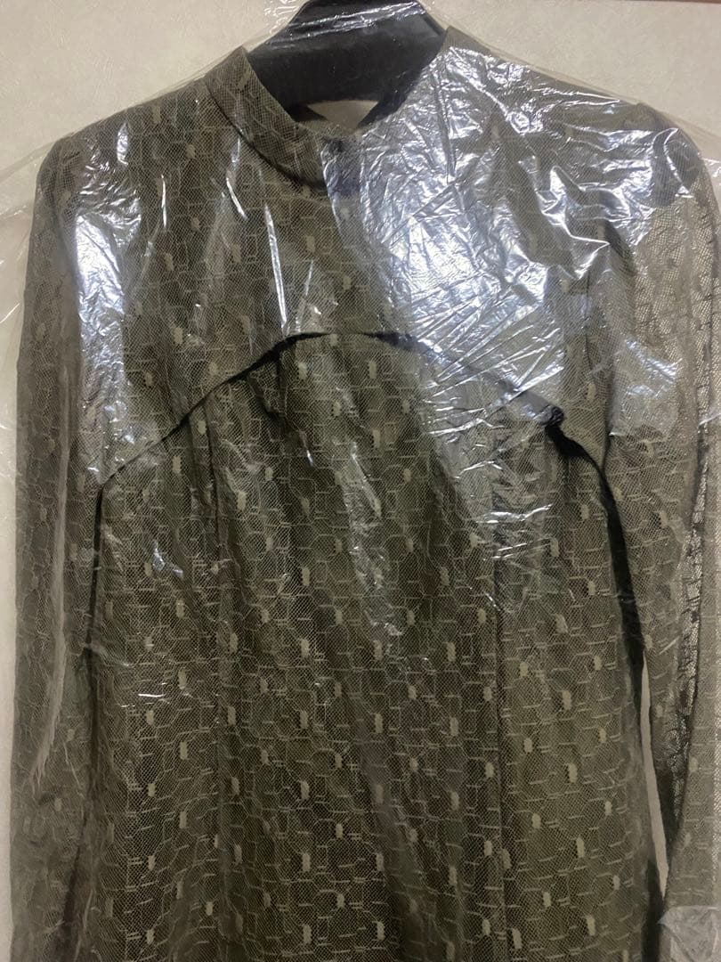 Kana 幾何学柄 レース バックオープン ワンピース パーティードレス　M