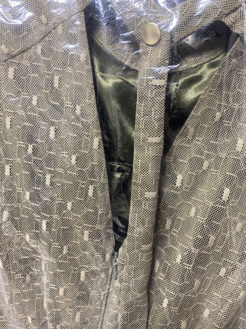 Kana 幾何学柄 レース バックオープン ワンピース パーティードレス　M